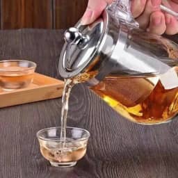 Chaleira de vidro Bule com Infusor de Aço Inox transparente com tampa para Chá e Infusões Quentes ou Frias