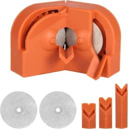 Afiador de brocas multiuso, 10,8 x 6,6 x 2,4 cm, ferramenta de afiação de broca com 3 brocas, suporta 2 rodas extras para moagem e polimento