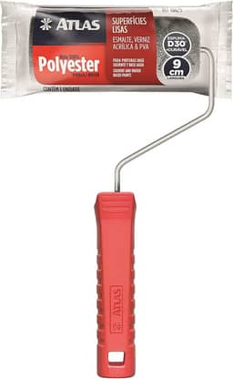 Atlas - Rolo de Pintura de Espuma de 9cm em 100% Poliéster e Com Densidade 30 (kg/m³), Cor Cinza