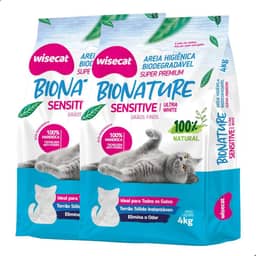 Kit 2 Areia Higiênica Biodegradável Grãos Finos 4kg Para Gatos Sanitária BioNature Super Premium Mandioca Natural