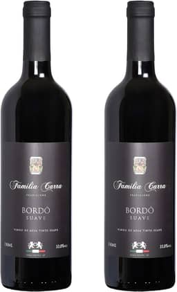 Kit 2 Vinhos Bordô Suave Família Carra 750 ml Gourmet Present Drink Especial Natal Coquetel Exótico Premium