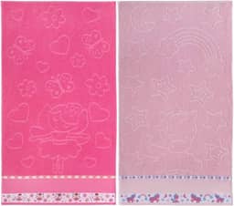Kit 2 Toalhas Banho Infantil Criança Algodão Jacquard Menino Menina 1,20m X 0,70m (Menina)