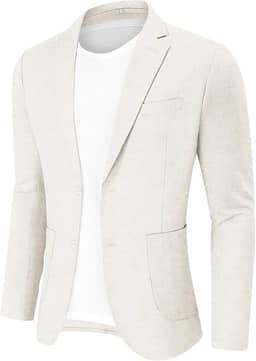 Blazer masculino casual de linho, casaco esportivo com dois botões, jaqueta leve para uso diário