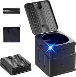 Banheiro portátil, vaso sanitário de acampamento tem tamanho pequeno dobrável. É banheiro portátil compacto para adultos e crianças. Adequado para carros, caminhadas, praias e acampamento