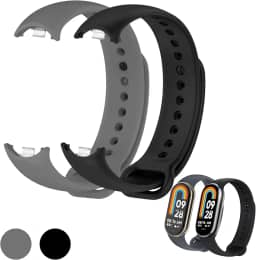 Kit 2 Pulseiras para MI Band 8 Cor Preto e Cinza Bracelete em Silicone TPU Regulavel Macia Confortavel e Regulagem para Vários Tamanhos