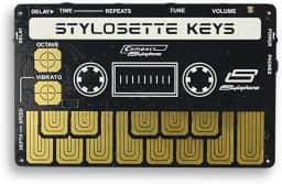 Stylophone Stylosette – Mini sintetizador estilo cassete com teclado sensível ao toque, FX, alto-falante e porta de expansão – portátil, máquina de som analógico alimentada por bateria com mais