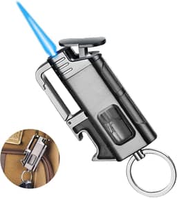 Isqueiro de Cozinha 004lighter Chama Vermelha Ajustável, Presente Profissional para Chef, Maçarico à Prova de Vento, Isqueiro de Butano Recarregável para Creme Brulee, Sobremesa, Churrasco e