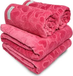 Jogo de Banho 4 Peças Romance Dohler Aveludada 100% Algodão Toalha Fio Penteado Coração Borboleta (Rosa 10366)