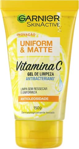 Gel de Limpeza Facial Antibacteriano Garnier Uniform & Matte Vitamina C, 150ml