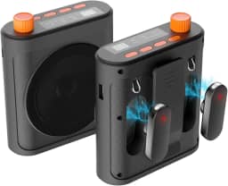Amplificador de voz portátil com 2 microfones sem fio para professores e idosos recarregável de alta definição amplificador de voz de qualidade de som - cinza