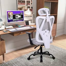 Cadeira Ergonômica 3D com Suporte Lombar Ajustável - Reclinável 90°-150°, Capacidade 150kg (Preto/Cinza) (Cinza)