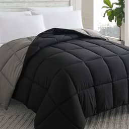 Cosybay Edredom alternativo de plumas (preto/cinza, King) - edredom de cama king size acolchoado macio para todas as estações - enchimento de edredom com abas de canto - inverno verão quente fofo, 259
