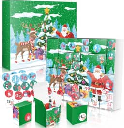 Caixa de presente com calendário do advento de Natal DIY 2025-24 dias de caixas surpresa para crianças, família e amigos - verde