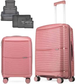 Mala de Viagem Bahamas em Polipropileno, com Conjunto de 6 Organizadores de Bagagem (Kit de Mala Rose)