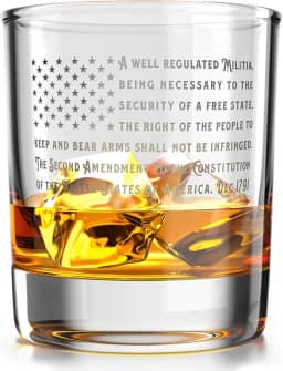 2nd Amendment American Flag - Old Fashioned Whiskey Rocks Bourbon Glass - Capacidade de 290 ml