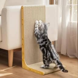 Conlun Arranhador de papelão para gatos, 58 cm, em forma de L, montado na parede, quadro vertical para arranhar, papelão durável para proteger móveis de gatos internos, grão de madeira grande