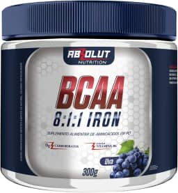 Absolut Nutrition, BCAA 8:1:1, Aminoácidos essenciais + vitamina B6, Iron, em pó, Sabor uva, 300 gramas