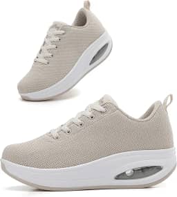 Tênis feminino confortável | Sapatos para mulheres viajando | 5 cm Air Cushion Rocker Bottom