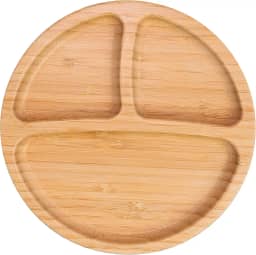 Prato Alimentação Bebê Freso Baby Introdução Alimentar Infantil BLW Bambu Biodegradável Atóxico Antibacteriano Ventosa Divisória, cor Cinza