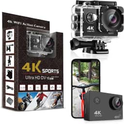 Câmera de ação Pro Xtreme 4K - Câmera de vídeo ultra HD à prova d'água com Wi-Fi, lente grande angular de 170°, estabilização de imagem, várias opções de montagem - Câmera subaquática perfeita para