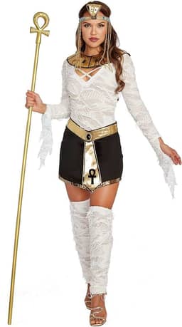 Dreamgirl Fantasia adulta de múmia egípcia, fantasia de Halloween da mamãe mais querida, Branco, Large