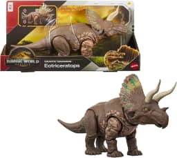 Jurassic World Dinossauro de Brinquedo Rebirth Rastreadore Gigantes Eotriceratops para crianças a partir de 4 anos