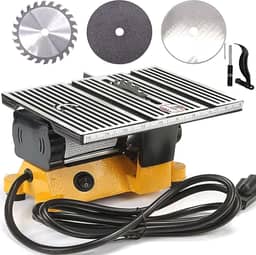 Serra de mesa elétrica de 10 cm, 60 W, mini bancada, ótima serra elétrica para artesanato de mesa, suporte de bancada circular com 2 peças