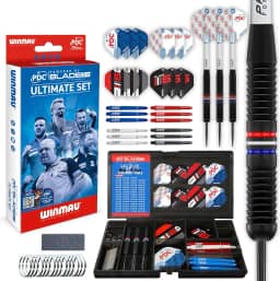 Winmau Conjunto definitivo PDC com dardos e acessórios de latão de ponta de aço 22G - Inclui voos e eixos de dardos (hastes)