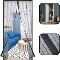 Tela Mosquiteira Magnética Porta 100x215cm Preto FortMesh