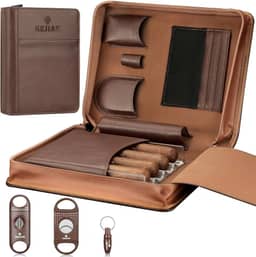 Caixa de umidificador de charuto, caixa de charutos portátil com cortador reto, cortador em V, furador, pacotes de umidificador, umidificador de viagem e acessórios para charutos, conjunto de