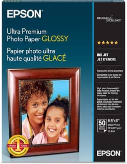 Epson Papel fotográfico Ultra Premium brilhante (21 x 28 cm, 50 folhas) (S042175), branco