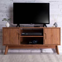 IDIMEX Rack TV Bancada 40 Polegadas Madeira Macica cor Freijo Rack para Sala 2 Portas 2 Nichos Tivoli