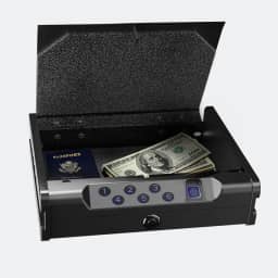 Seguro inteligente biométrico, com desbloqueio de impressão digital, porta USB-C, cofre compacto para mesa de cabeceira, cabe no carro, escritório