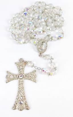 Terço De Noiva Cristal Boreal 12mm Prata