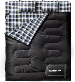 CANWAY Saco de dormir duplo, leve, impermeável, saco de dormir para 2 pessoas com 2 travesseiros para acampamento, mochila ou caminhada ao ar livre para adultos ou adolescentes, tamanho queen GG