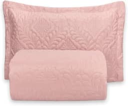 Kit Colcha Cobre Leito Camili Solteiro Dupla Face 2 Peças Ultrassônico (Rosê)