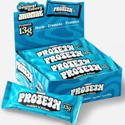 JHAMAL Barra de Proteína Vegan Cookies n’ Cream - Cremosa, Rica em Proteínas, Saudável - Vegana - Sem Glúten, Sem Adição de Açúcar, Sem OGM - Caixa com 12 un, 600g