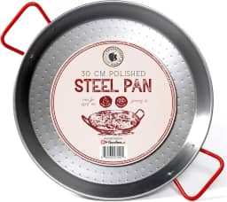 Gourmanity Feito por Garcima, panela de paella de aço carbono de 30 cm, forma de paella de aço polido de 30 cm, grande da Espanha, prato de paella espanhol importado