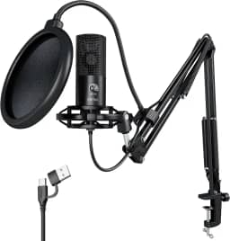 FIFINE Studio Condensador USB Microfone Computador PC Kit de microfone com suporte de choque ajustável do braço do boom para instrumentos Voice Overs Gravação Podcasting YouTube Vocal Streaming-T669