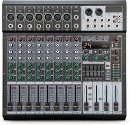 Mesa de Som Amplificada de 9 Canais com 99 Efeitos DSP, Amplificador de 500W×2, Bluetooth, USB/MP3, Phantom Power de 48V, EQ de 5 Bandas - Mesa de Mixagem Profissional (220V)