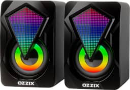 Caixa de Som 6W RMS Gamer RGB Som Forte Alto Falantes Caixinha Iluminação Led PC Notebook Escritório Computador Preto GC500 Ozzix