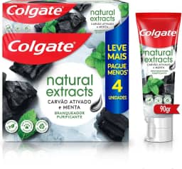 Colgate Creme Dental Natural Extracts Carvão Ativado e menta 4 unid 90g