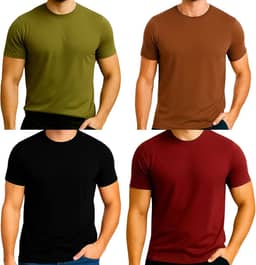 Kit C4 Camiseta Modal T-shirt Premium Masculina Cores Aleatórias Modella