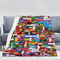 Polandball Countryball Mapa do Mundo Cobertor Macio Aconchegante Leve Flanela Macia Microfibra Fofa Todas as Estações Manta Engraçada Cobertor de Pelúcia Fuzzy Cobertor para Sofá Cama 127 cm X