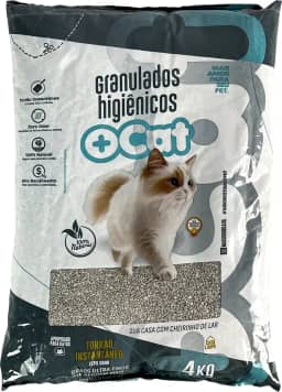 Areia Sanitária Bentonita Mais Cat 4kg, Granulado Higiênico Premium para Gatos 100% Natural (1, Natural)