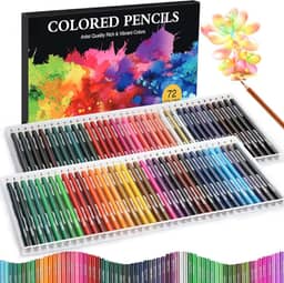 Pacote com 72 lápis de colorir, lápis de cor para livros de colorir adultos com núcleos macios à base de óleo, conjunto de lápis de cor para esboçar camadas de mistura, materiais de arte para crianças