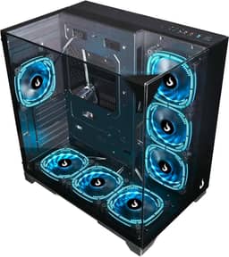 Gabinete Gamer Rise Mode Full Glass Black, Lateral Frontal e Superior em Vidro Temperado