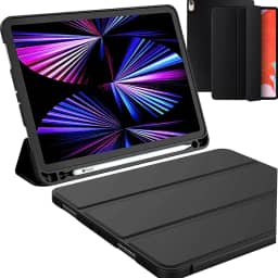 Capa iPad 10.2' Polegadas 7ª 8ª 9ª Geração – Slim Magnética Cor Preto Anti-Choque Suporte Caneta Pencil Smart Cover Proteção Total Ajustavel Vários Angulos