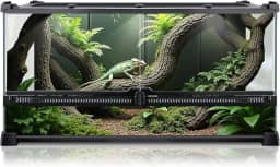 Terrário de répteis 50,8 x 30,5 x 25,4 cm, compartimento de tanque de vidro completo para pequenos répteis, lagartixas, sapos, lagartos, cobras, aranhas, tartarugas, habitat de terrário da floresta