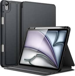 JETech Capa para iPad Air 11 Polegadas M3/M2 (2025/2024), iPad Air 5/4 (2022/2020 5ª/4ª 10,9 Polegadas) com Porta-Pencil, Suporte Fino Tipo Fólio, Ativação/Repouso Automático (Preto)